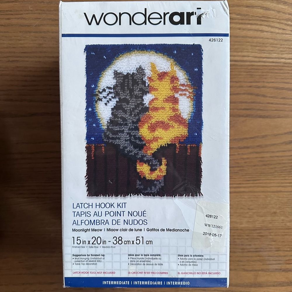 NOS 2018 Wonderart Latch Hook Kit Moonlight Meow Sealed Unused